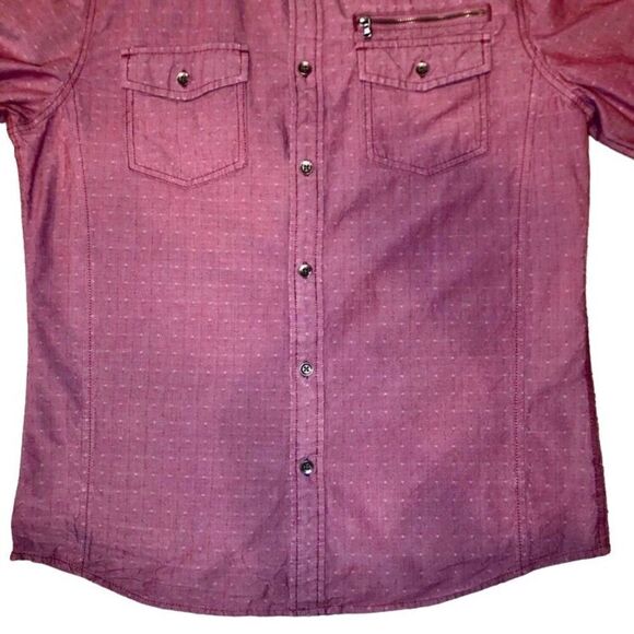 Rock & Republic Edgy Shirt with Zipper and Seam Detail in Pale Red Men’s M - Picture 7 of 11